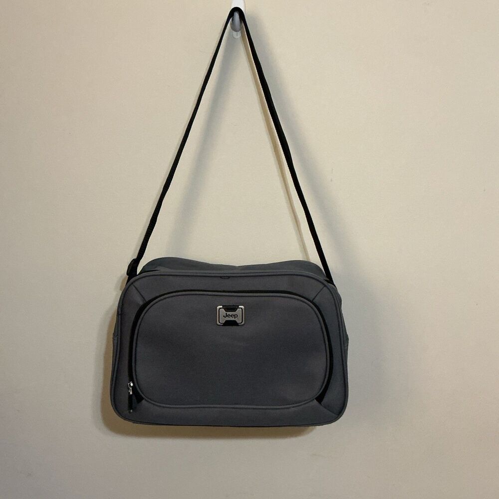 JEEP Authentic Black Messenger Bag Carry On Travel Tote With Shoulder Strap